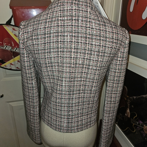 Theory Multicolor Tweed Blazer In A Black And Pink Color - Picture 3 of 6